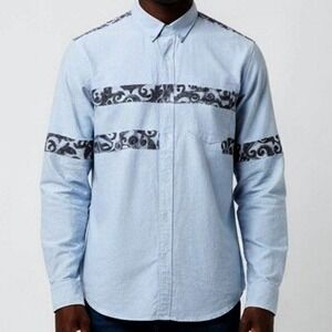 Sean John Legacy Button Down Shirt Long Sleeve Paisley Accents Mens XL Stylish